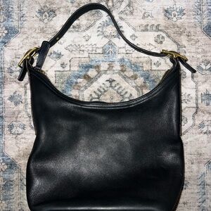 Coach Black Leather Legacy Hobo Bag with Gold Accents